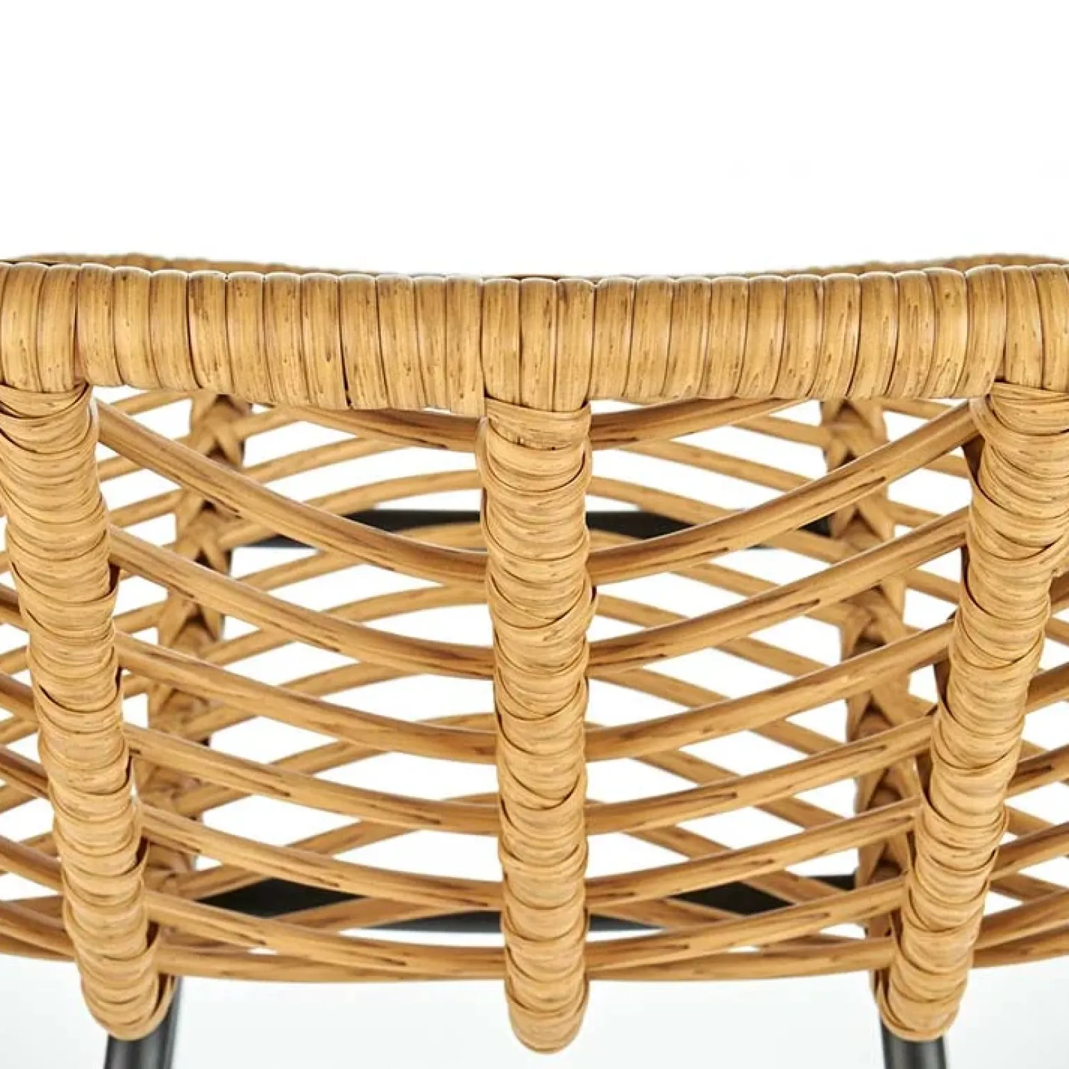 Sgabello alto 100 cm in rattan metallo nero Fresh