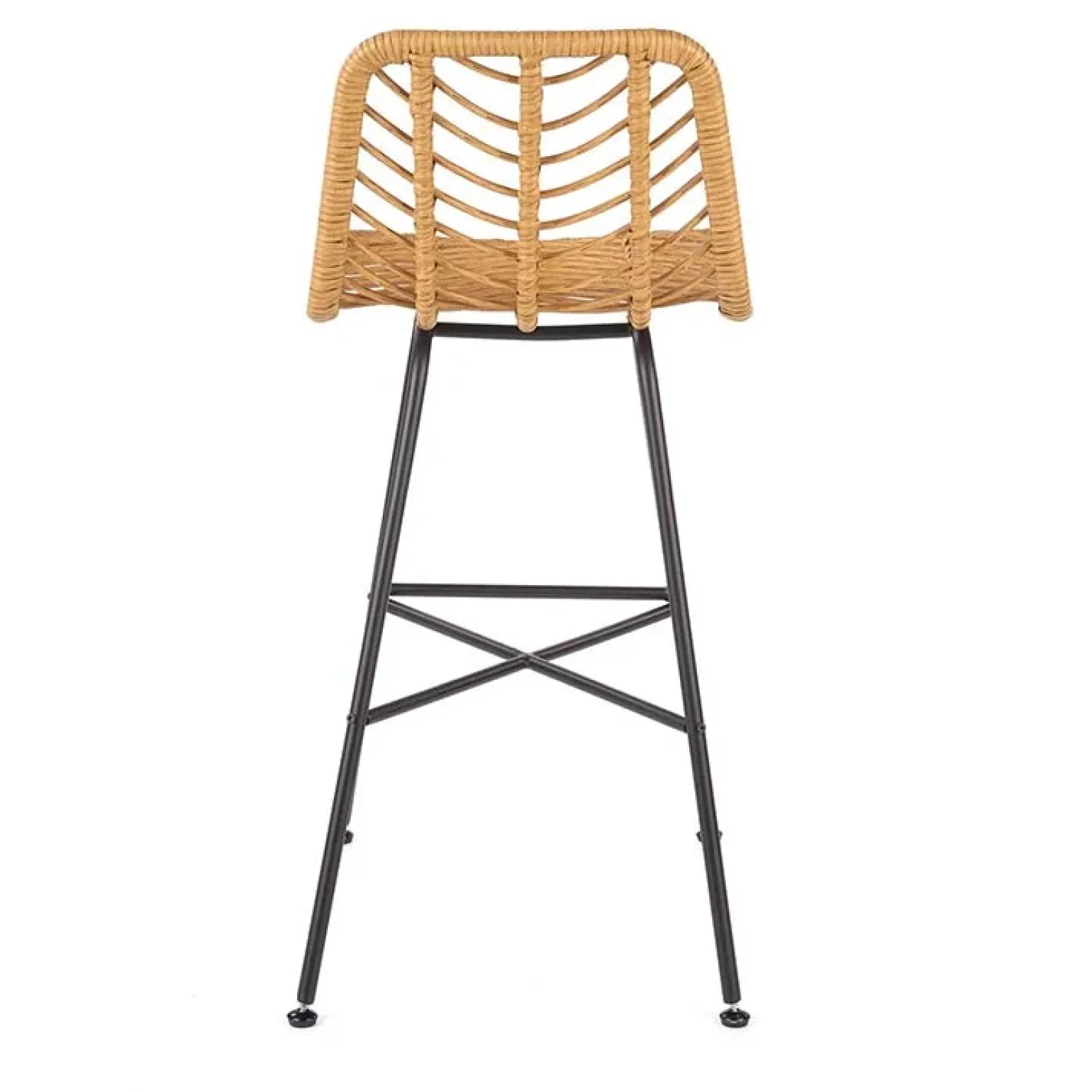 Sgabello alto 100 cm in rattan metallo nero Fresh