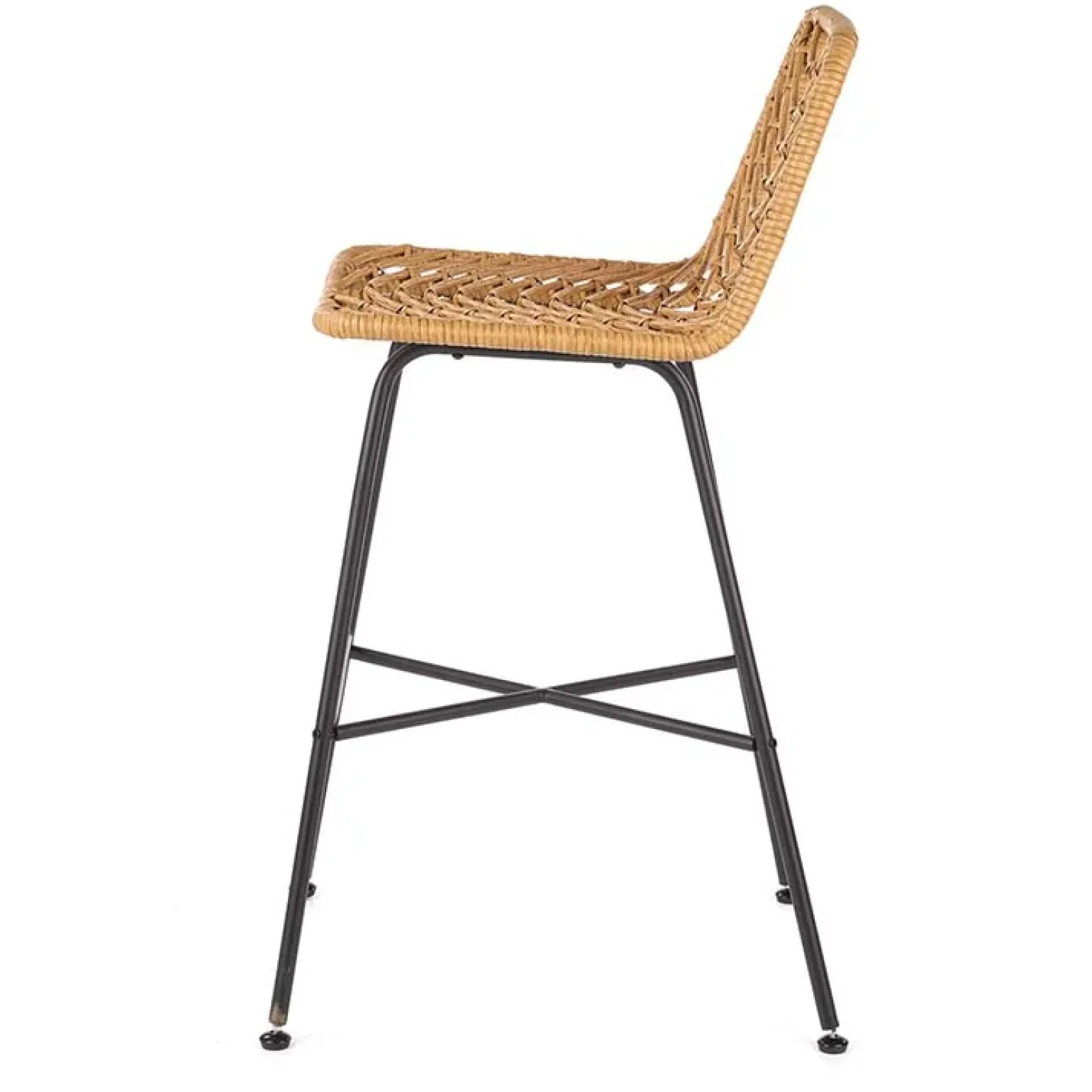 Sgabello alto 100 cm in rattan metallo nero Fresh