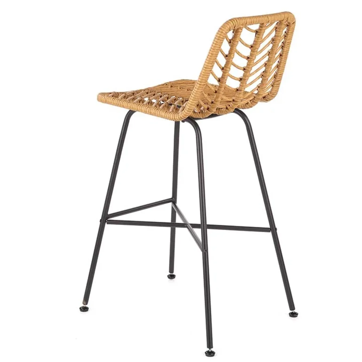 Sgabello alto 100 cm in rattan metallo nero Fresh
