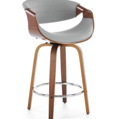 Sgabello alto da bar in ecopelle moderno noce grigio Ruby