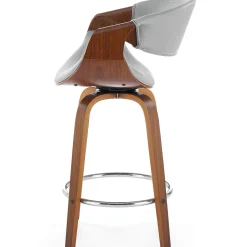 Sgabello alto da bar in ecopelle moderno noce grigio Ruby