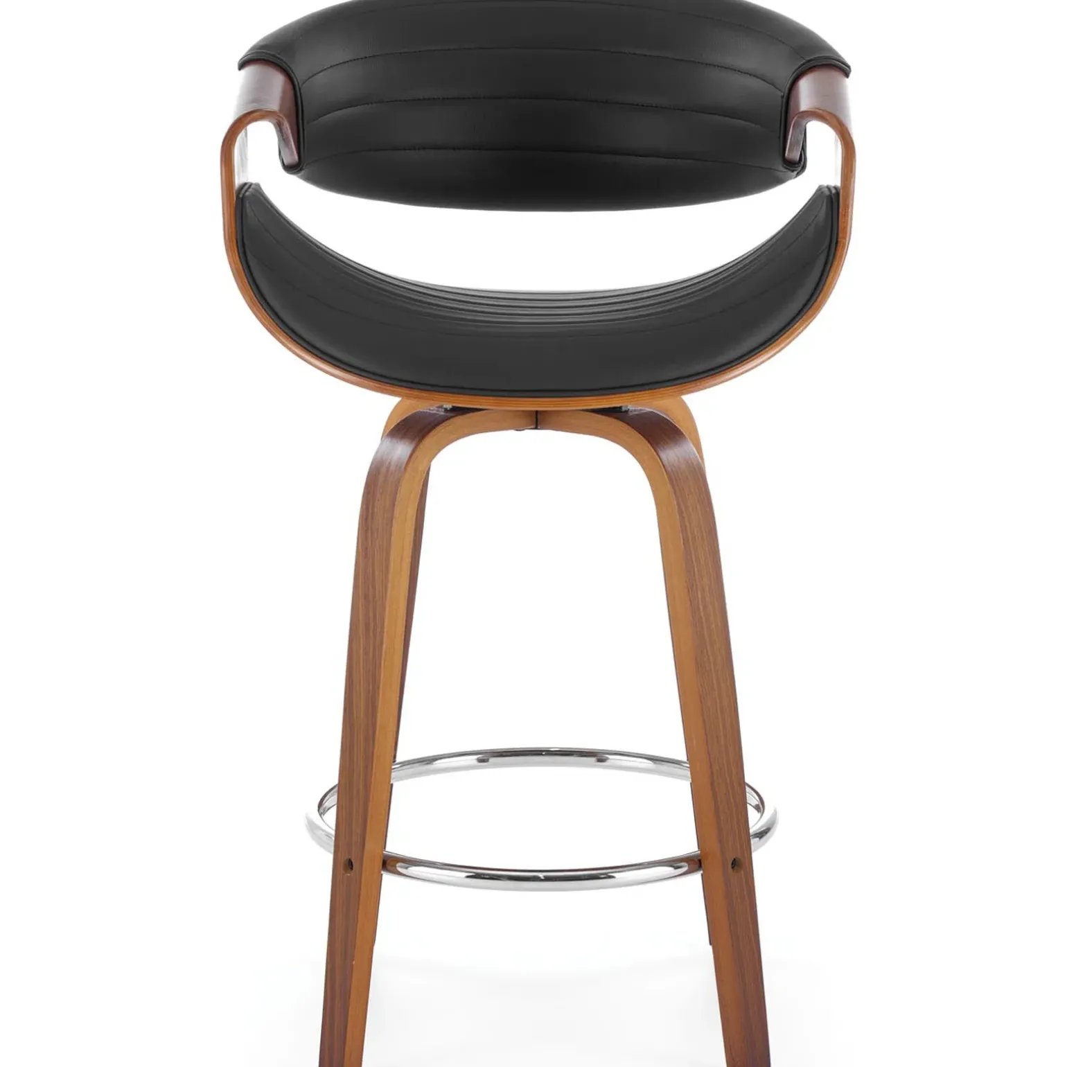 Sgabello alto da bar in ecopelle moderno noce nero Ruby