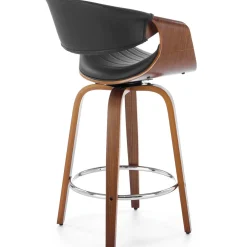 Sgabello alto da bar in ecopelle moderno noce nero Ruby