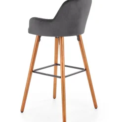 Sgabello alto imbottito stile scandinavo in velluto grigio rovere Nate