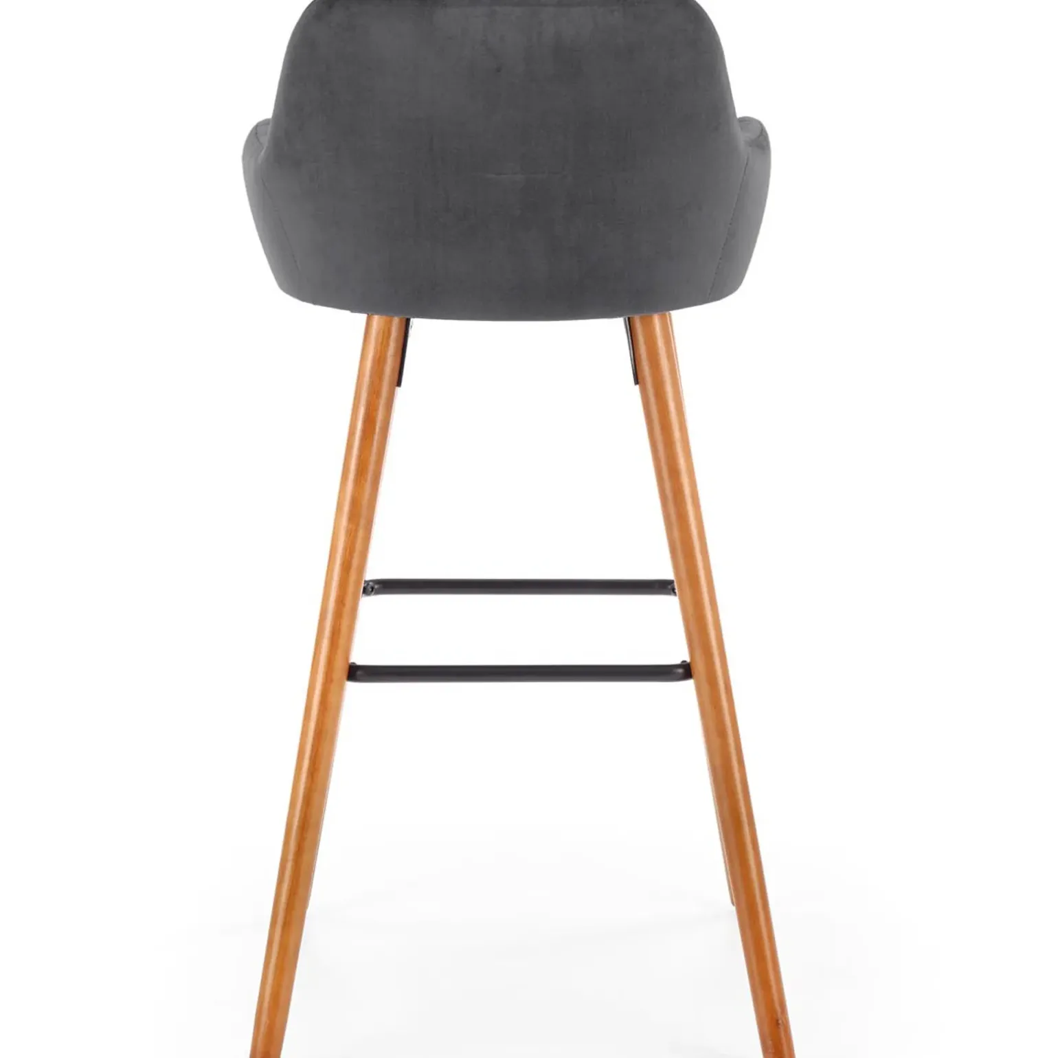 Sgabello alto imbottito stile scandinavo in velluto grigio rovere Nate