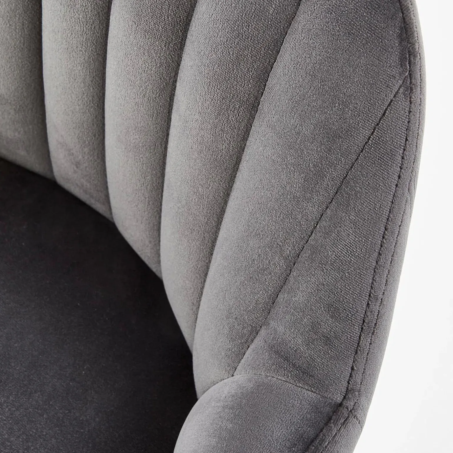 Sgabello alto imbottito stile scandinavo in velluto grigio rovere Nate
