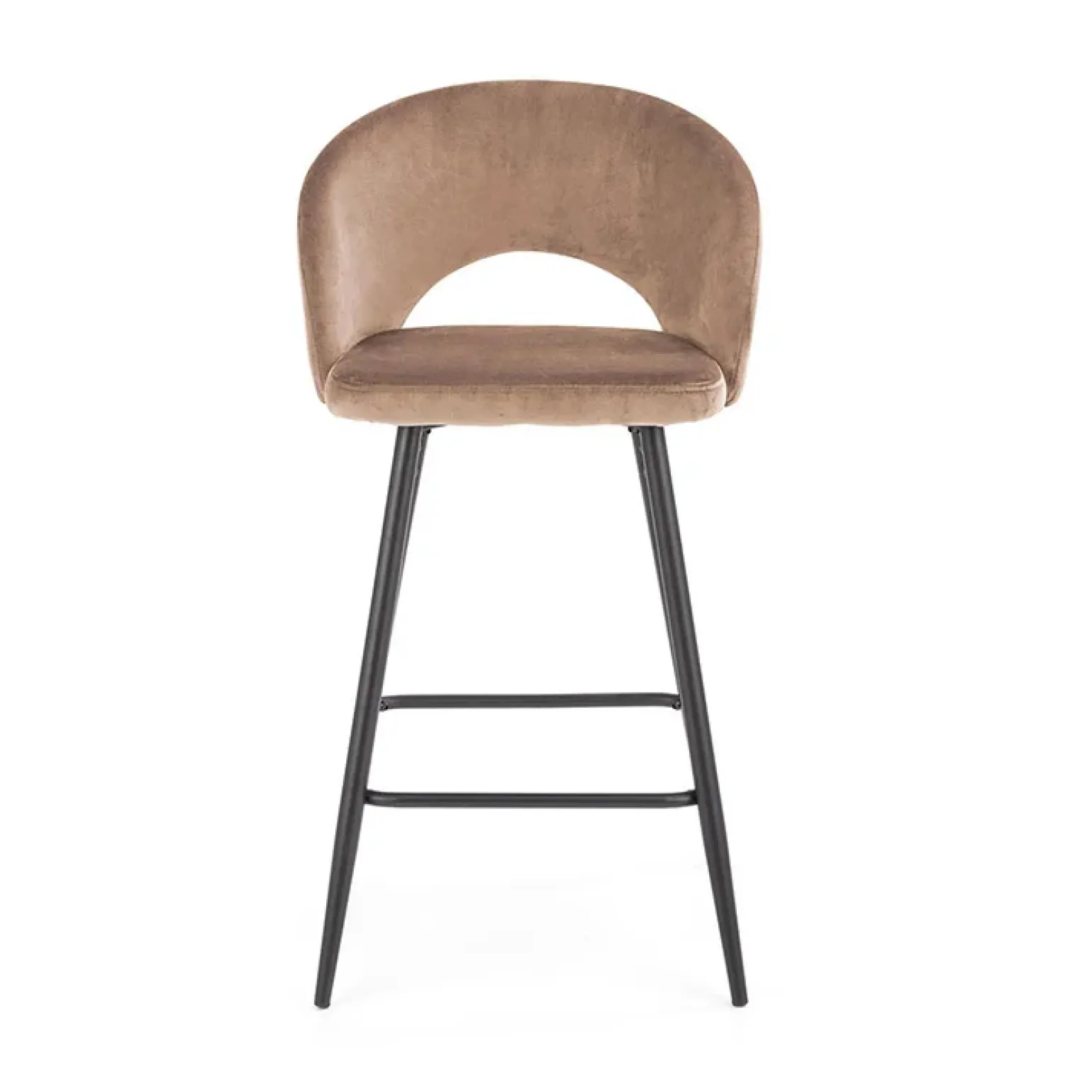 Sgabello alto moderno da bar in velluto beige nero Fober