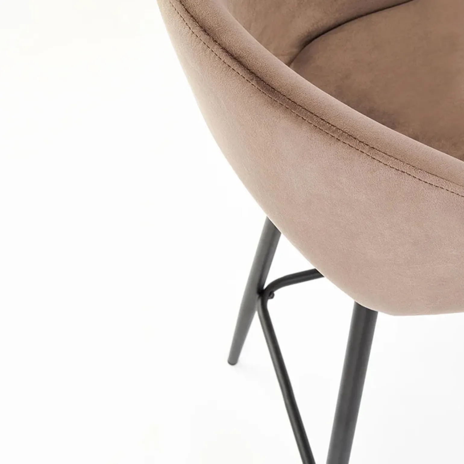 Sgabello alto moderno da bar in velluto beige nero Fober