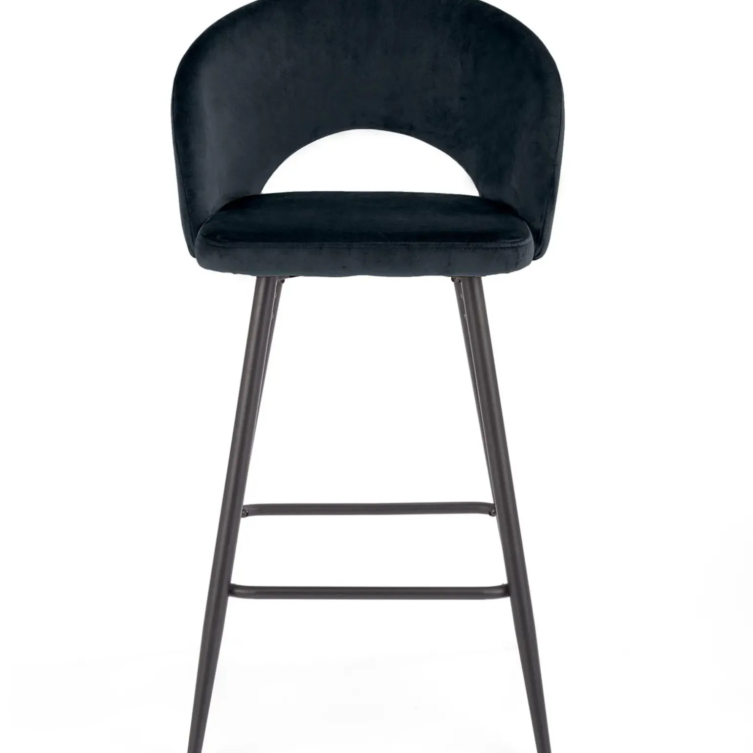 Sgabello alto moderno da bar in velluto nero Fober