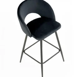 Sgabello alto moderno da bar in velluto nero Fober