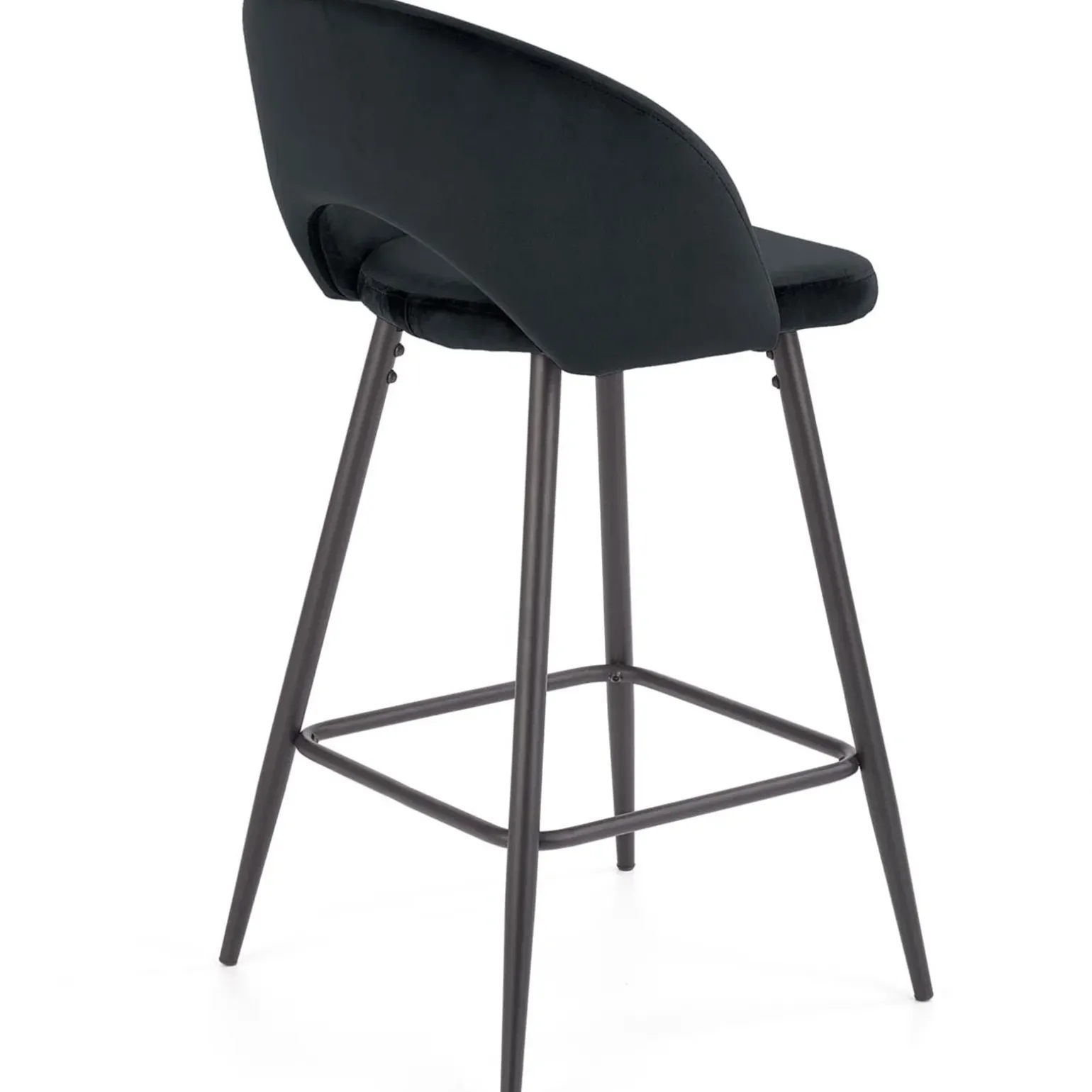 Sgabello alto moderno da bar in velluto nero Fober