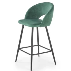 Sgabello alto moderno da bar in velluto verde nero Fober