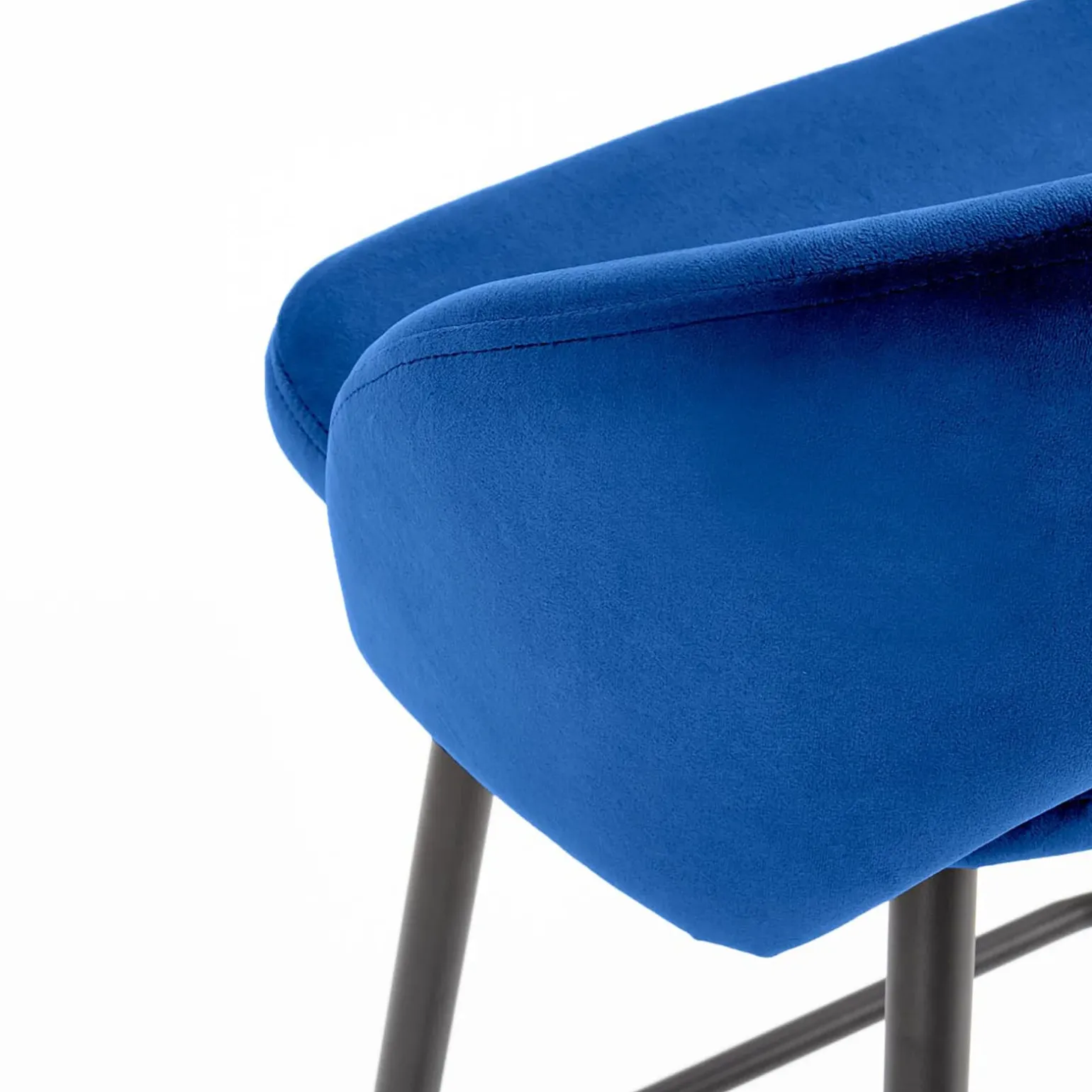 Sgabello alto moderno da bar in velluto blu nero Fober
