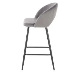 Sgabello alto moderno da bar in velluto grigio nero Fober