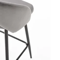 Sgabello alto moderno da bar in velluto grigio nero Fober