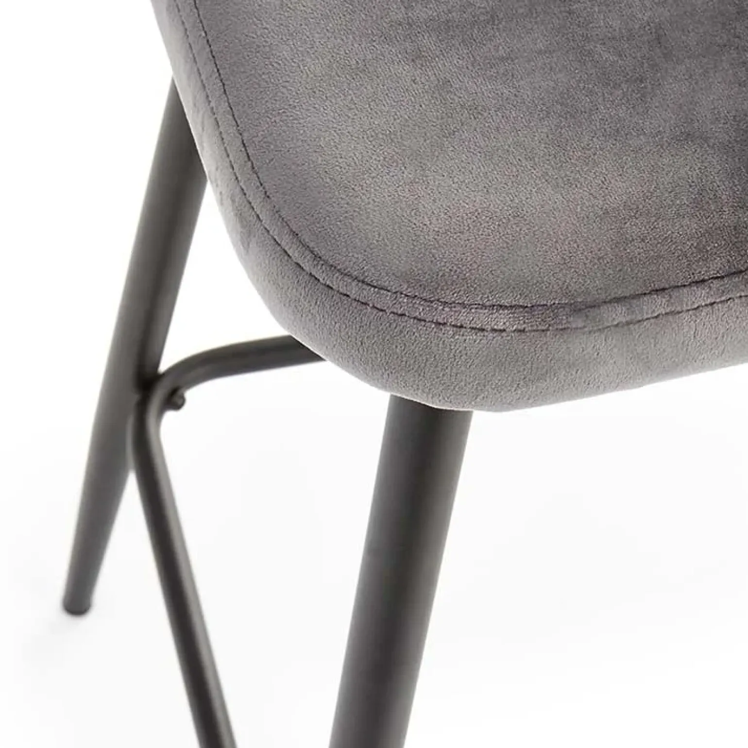 Sgabello alto moderno da bar in velluto grigio nero Fober