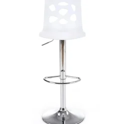 Sgabello alto regolabile design moderno bianco acciaio cromato Oliver