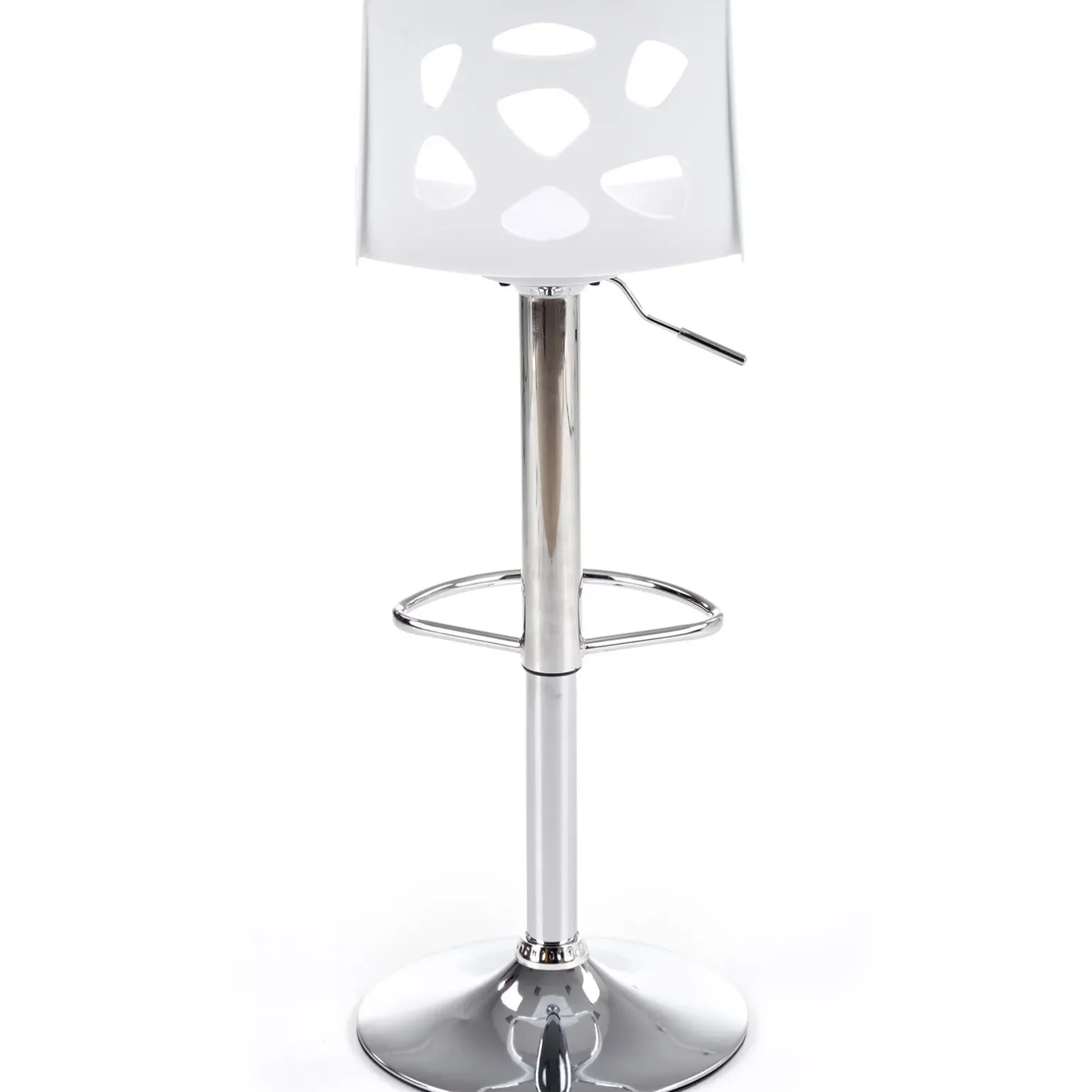 Sgabello alto regolabile design moderno bianco acciaio cromato Oliver
