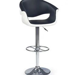 Sgabello alto regolabile moderno in ecopelle nero bianco Daisy