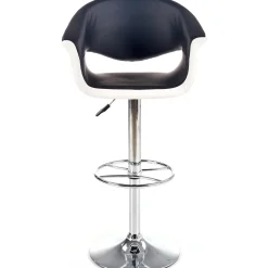 Sgabello alto regolabile moderno in ecopelle nero bianco Daisy