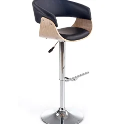 Sgabello alto regolabile in ecopelle nero rovere Lucy