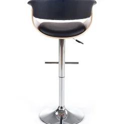 Sgabello alto regolabile in ecopelle nero rovere Lucy