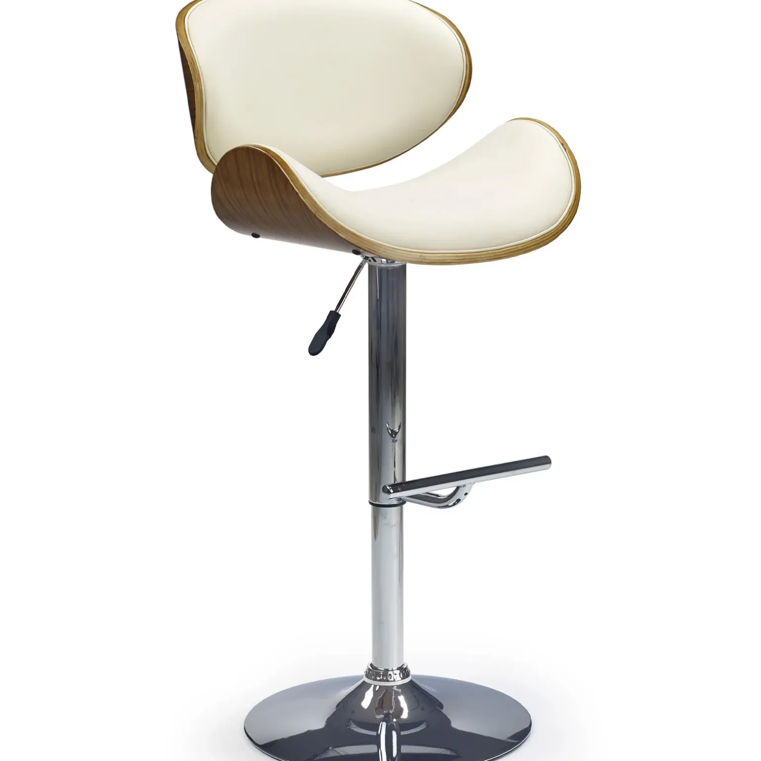 Sgabello alto regolabile in ecopelle rovere bianco panna Maggie
