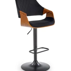 Sgabello alto regolabile in velluto nero rovere Wiston