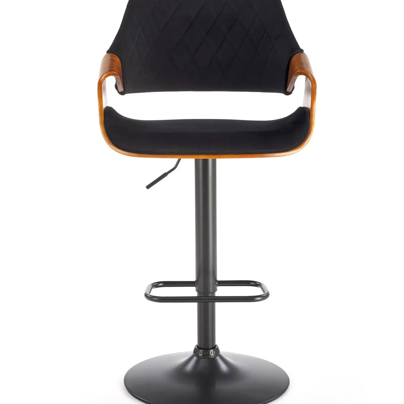Sgabello alto regolabile in velluto nero rovere Wiston