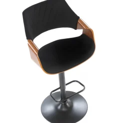 Sgabello alto regolabile in velluto nero rovere Wiston