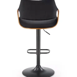 Sgabello alto regolabile in velluto nero rovere Wiston