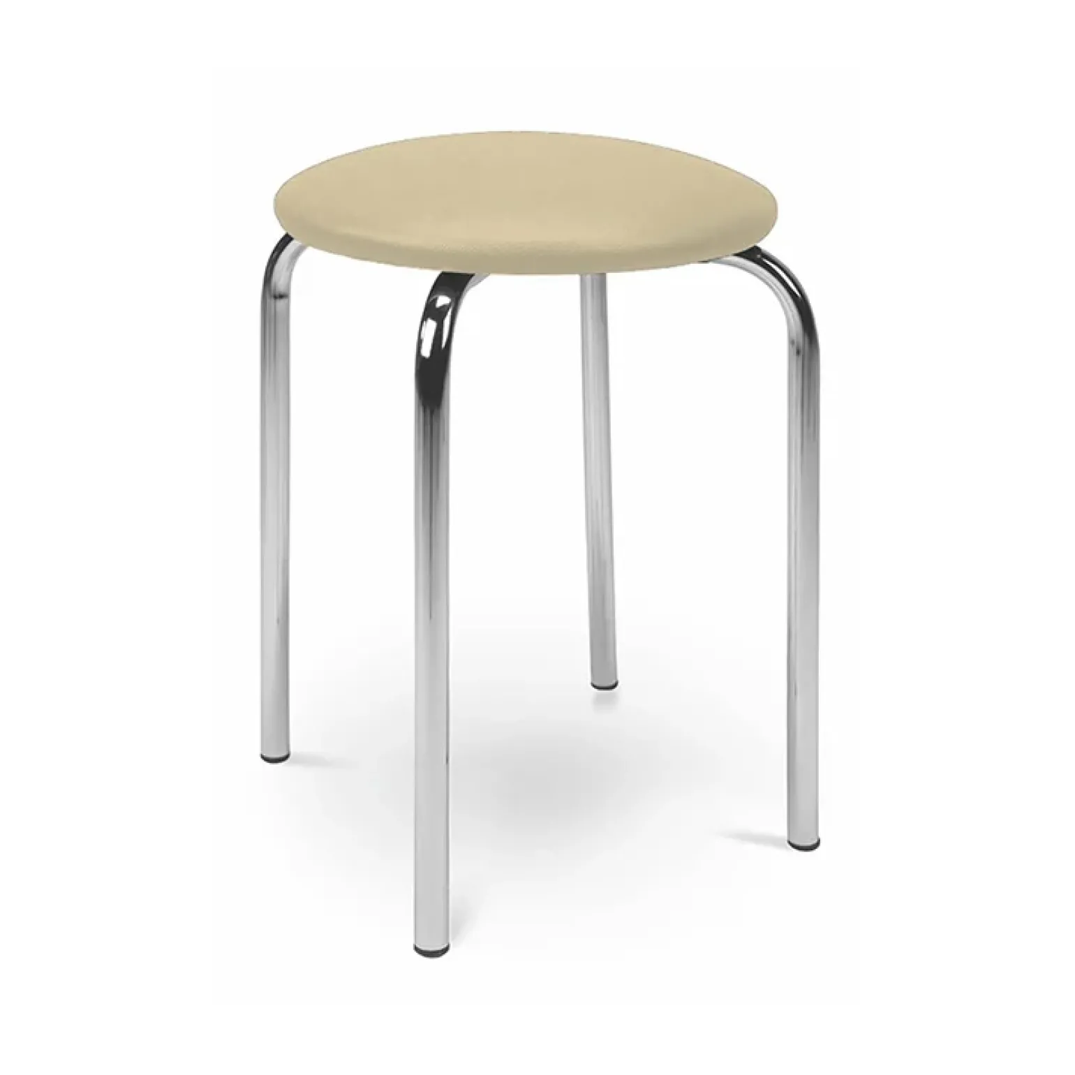 Sgabello basso seduta in ecopelle con gambe in acciaio moderno beige Mali