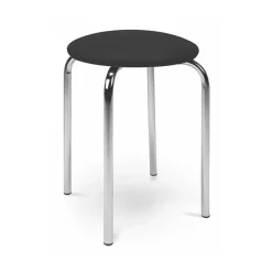 Sgabello basso seduta in ecopelle con gambe in acciaio moderno nero Mali