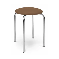 Sgabello basso seduta in ecopelle con gambe in acciaio moderno marrone Mali