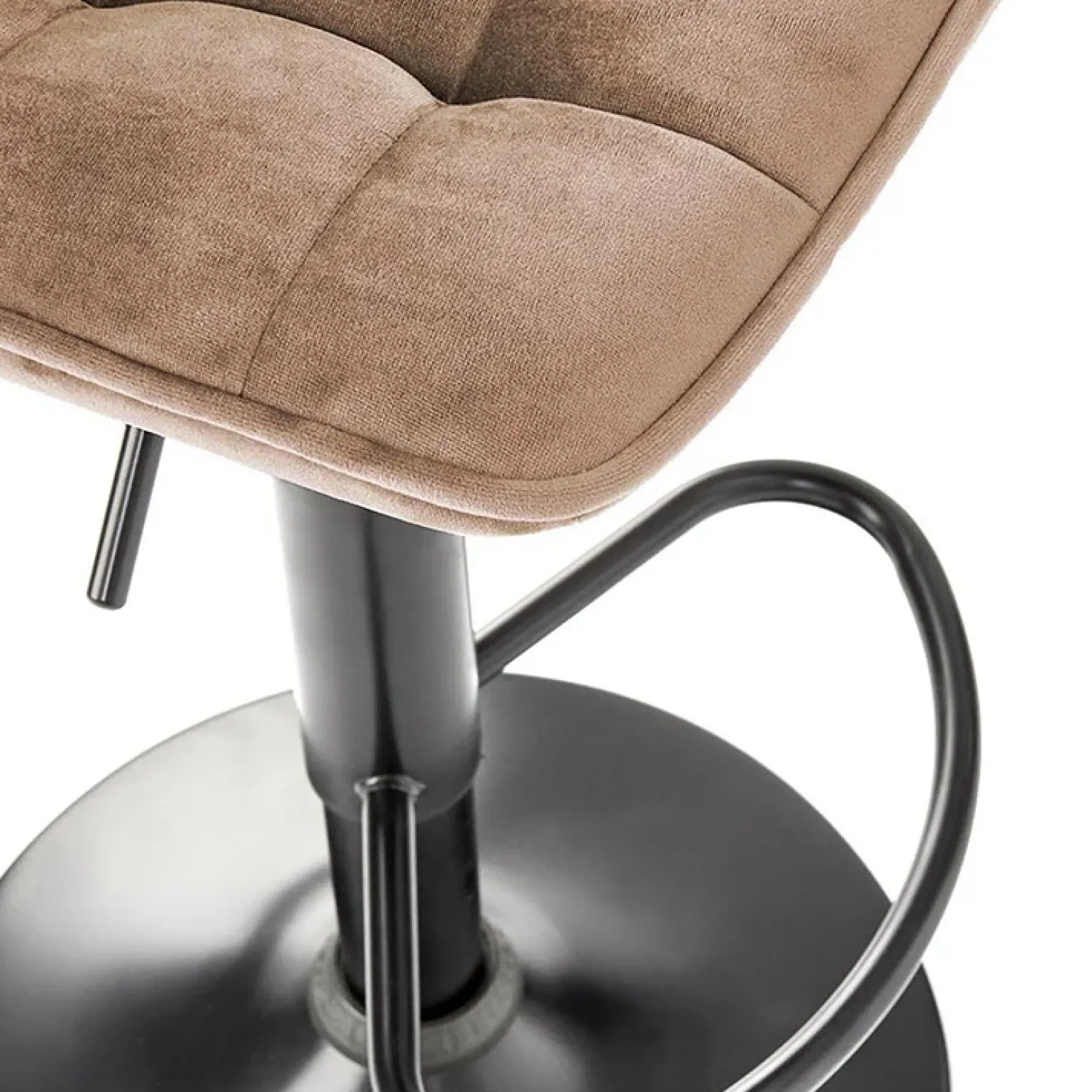Sgabello imbottito regolabile in velluto beige nero Fost