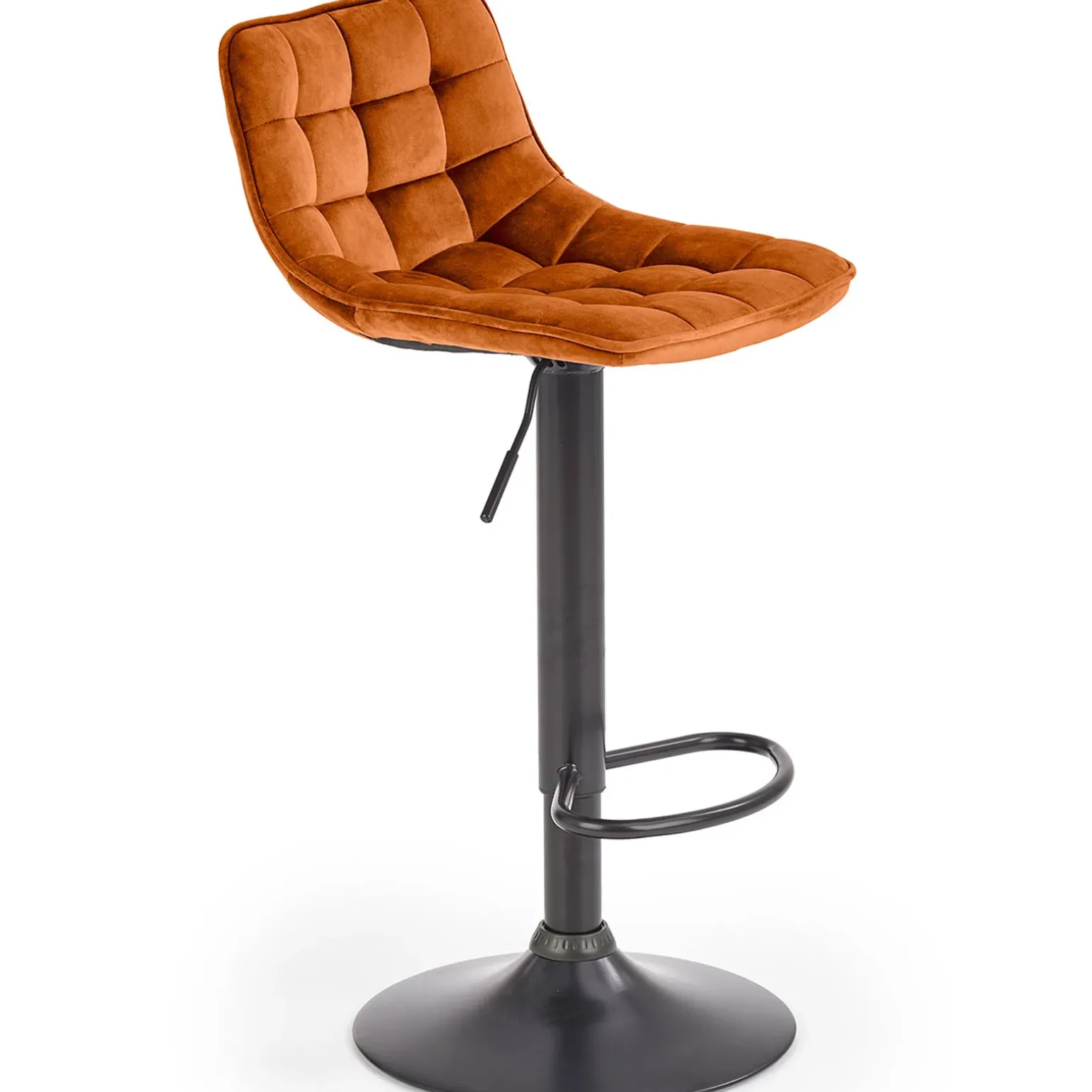 Sgabello imbottito regolabile in velluto arancio terracotta nero Fost