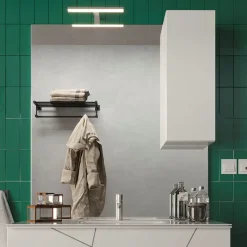 Specchiera 80x110cm da bagno con led e pensile bianco lucido Minister