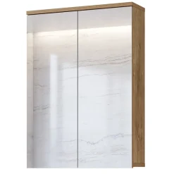 Specchio bagno sospeso 61x84h cm 2 ante contenitore rovere Crystal