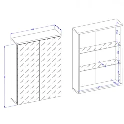 Specchio bagno sospeso 61x84h cm 2 ante contenitore rovere Crystal