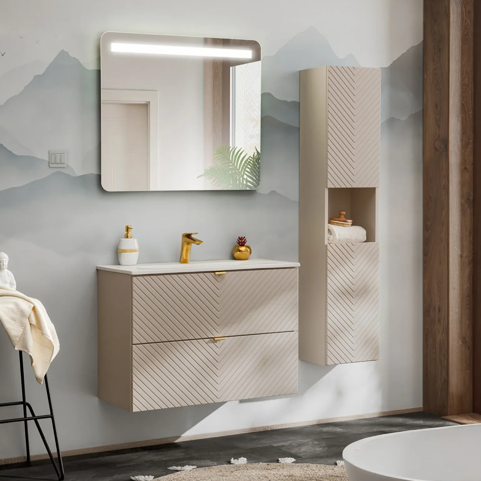 Specchio da parete con led 80x70cm Spot