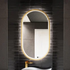 Specchio da parete con led 50x90cm dorato Glossy 2