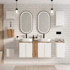 Specchio da parete con led 50x90cm nero Glossy 2