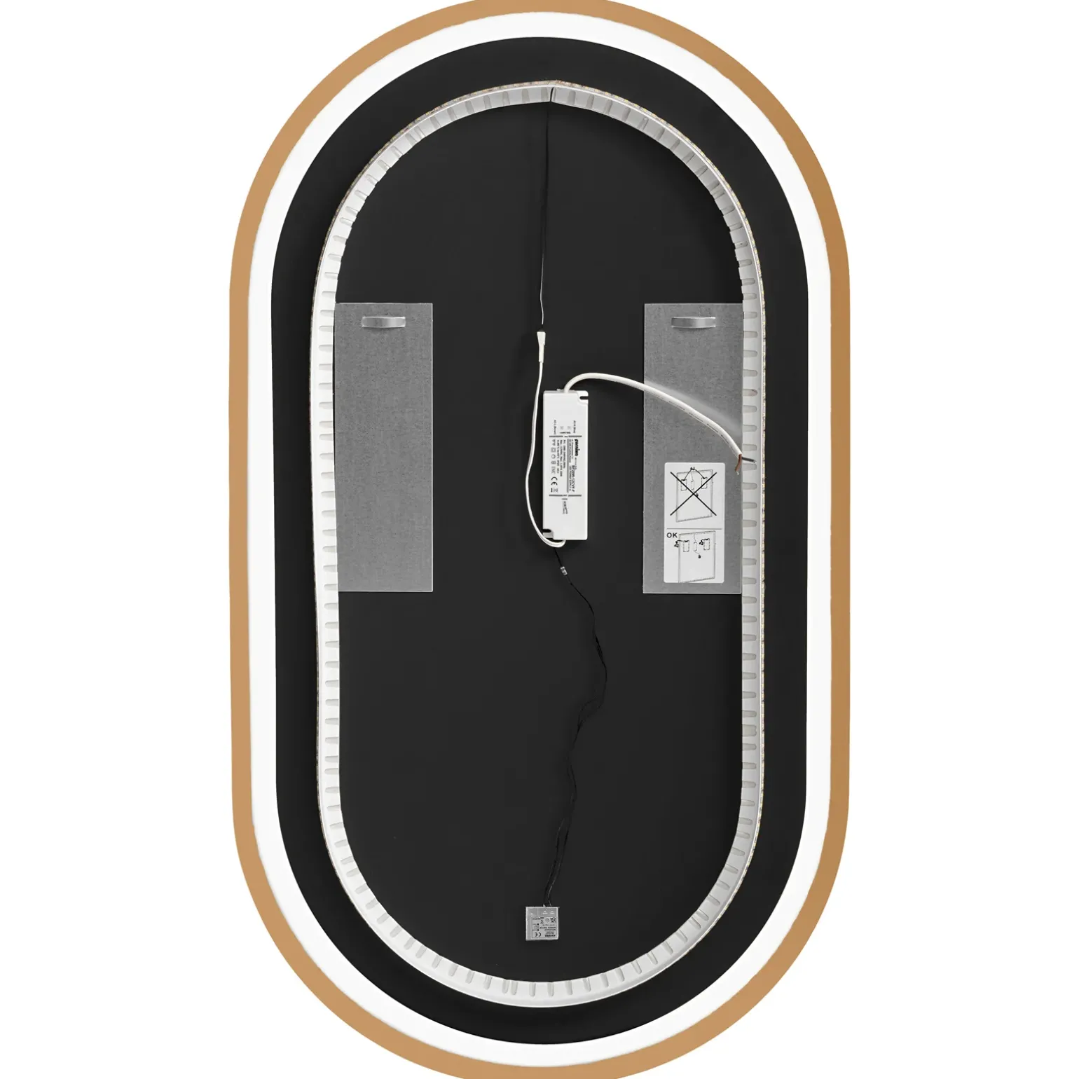 Specchio da parete retroilluminato 50x90cm dorato Glossy