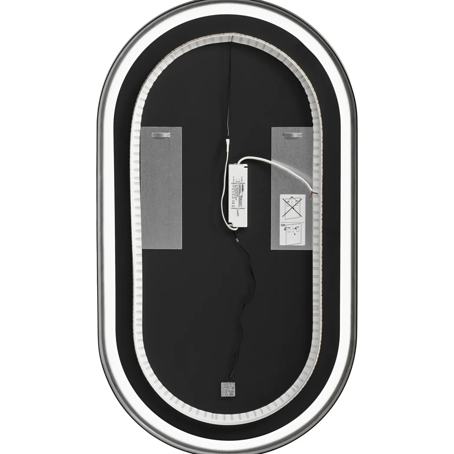 Specchio da parete retroilluminato 50x90cm nero Glossy