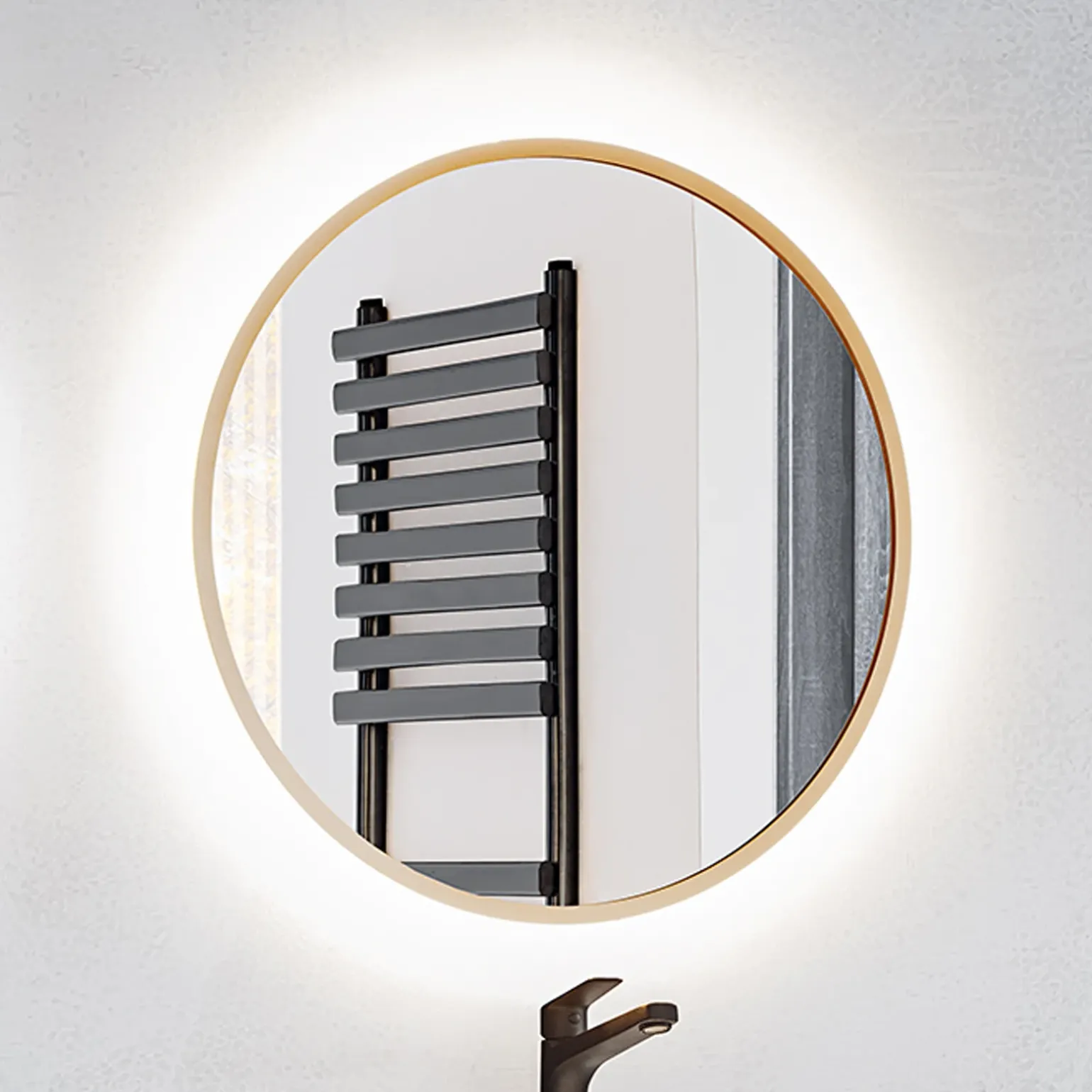 Specchio da parete retroilluminato 60x60cm dorato Goldy