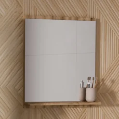 Specchio da parete 50x57cm con mensola rovere Bully