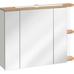 Specchio mobile contenitore 94x72cm 3 ante bianco rovere Dual