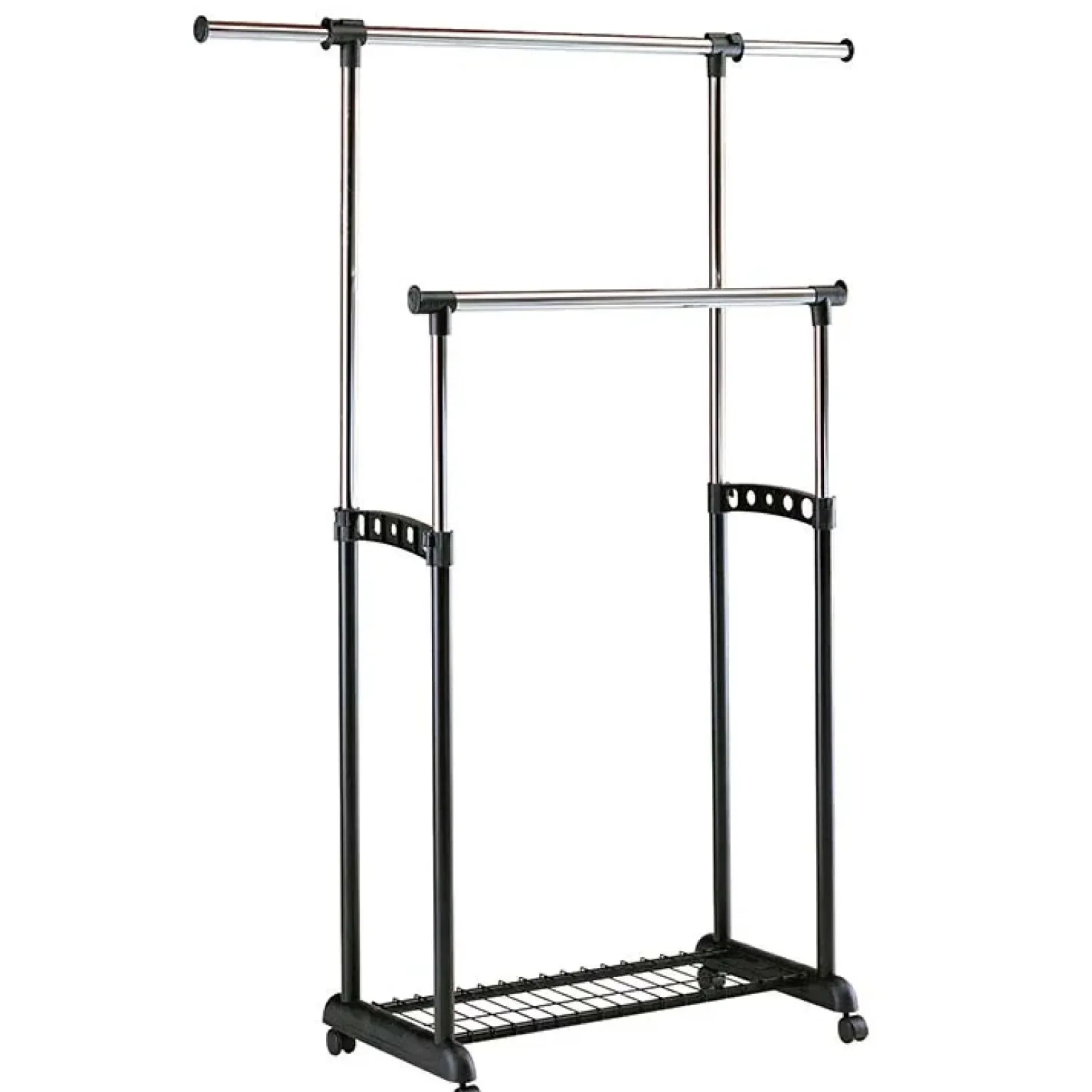 Stand appendiabiti 90-142x97-170h cm allungabile con ruote nero Bonney