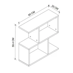 Tavolino da salotto con libreria design 60x59cm bianco Sherman